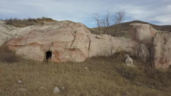 A flight along a natural rock formation alt