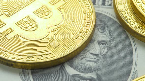 Abraham Lincoln Looks on Cryptocurrency BTC Bitcoin Coins