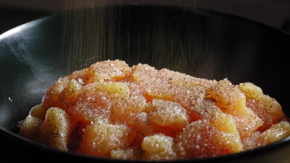 Fresh Chicken Breast Meat In A Bowl Seasoned With Salt And Spices. close up alt