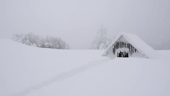 Fantastic Landscape with Snowy House