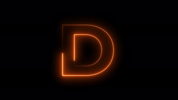Neon animation seamless Letter D . 4K video background.