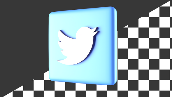 Spinning Loop 3d Twitter Logo Alpha Channel