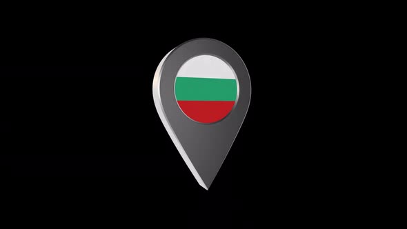 3d Animation Map Navigation Pointer With Bulgaria Flag With Alpha Channel - 2K alt