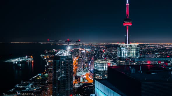 Big City Buildings at Night in Toronto