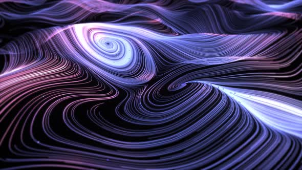Blue and Purple Swirl of Lines with Particles
