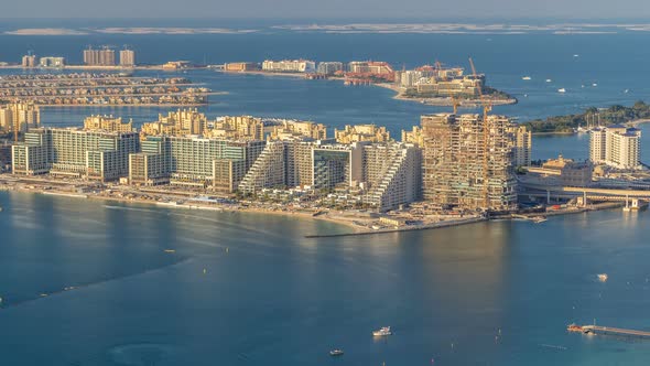 Aerial View of Palm Jumeirah Island Timelapse alt