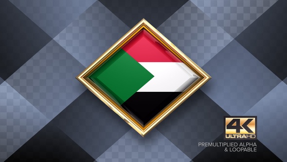 Sudan Flag Rotating Badge 4K Looping with Transparent Background