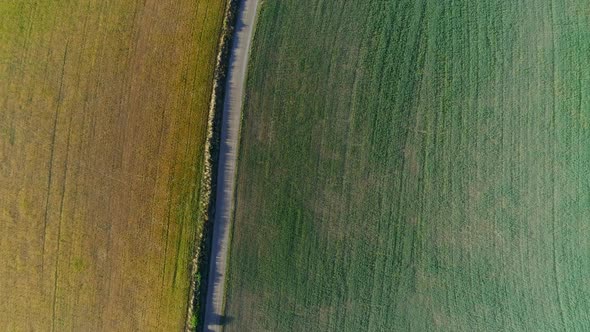 Aerial Top Down View of Country Road