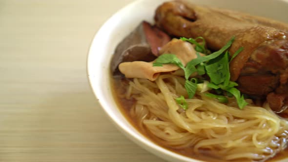 Braised duck noodles with brown soup - Asian food style alt