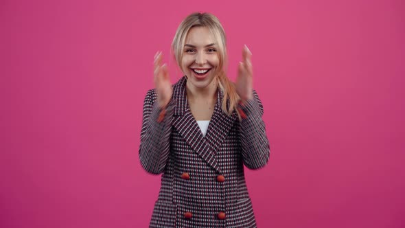 The Nice Young Woman in Profile Looks Pleasantly Surprised in the Room at the End She Confirms By alt