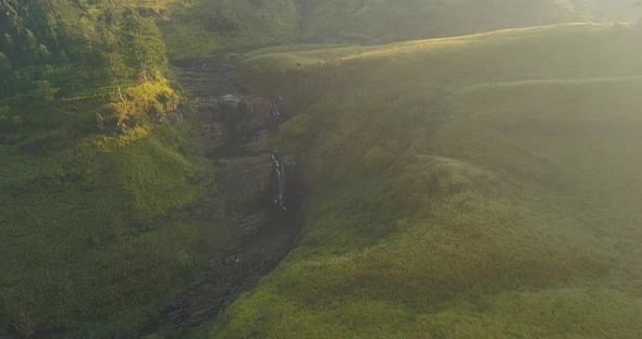 Aerial View of St Claire Waterfall in Sri Lanka, Drone Footage. alt