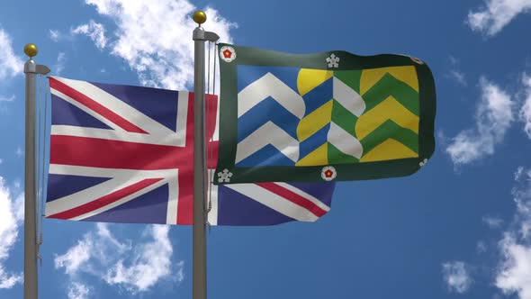 United Kingdom Flag Vs Cumbria County Flag England On Flagpole, Motion ...