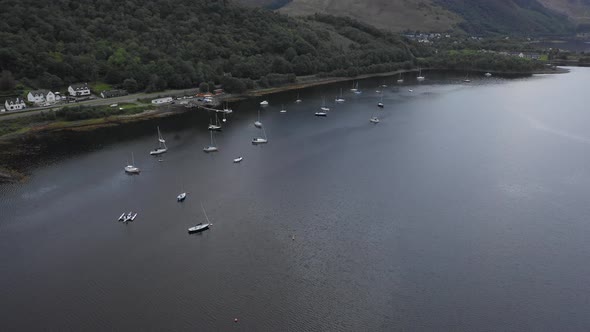 Aerial view of boats and nautical vessels in Scotland