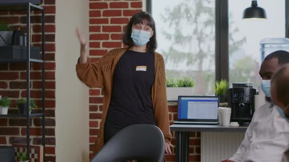 Nervous Woman with Depression and Addiction Talking to People in Circle at Aa Meeting alt