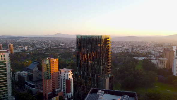 View from the sky of some buildings in the financial area in the city of Zapopan alt