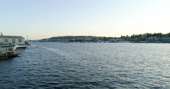 Lake Union Seattle Washington Summer Stand Up Paddle Boarding Sunset City View alt