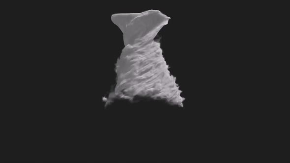 Realistic 3d Animation Formation Fx Tornado. Template Isolated Vortex Smoke In Black And White