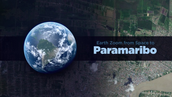 Paramaribo (Suriname) Earth Zoom to the City from Space