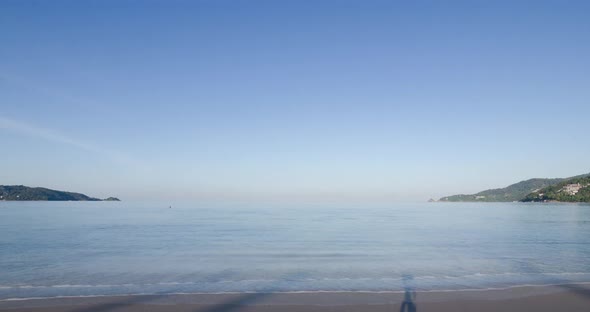 4K Time lapse of tropical sea beach landscape light of nature cloudscape sky and Clouds moving .