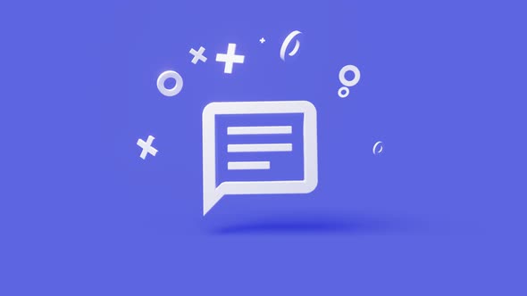 Chat 3d icon on a simple blue background 4k seamless animation loop alt