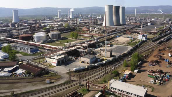 Industrial zone with a large three white pipe