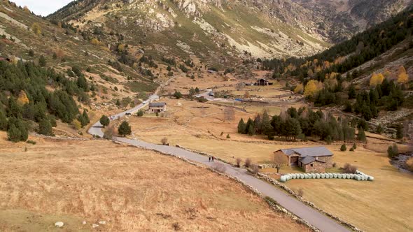 aerial view from DJI drone of a valley between the Pyrenees alt