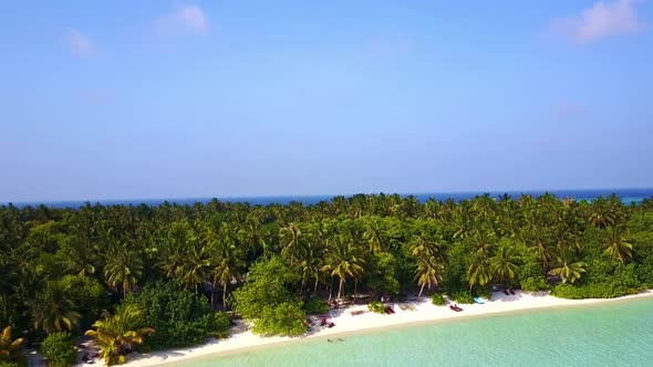 Drone Flying Over The Turquoise Ocean Water And Island With Palm Trees In Maldives Indian Ocean 2