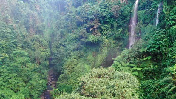 High Waterfall in Eastern Tropical Forest alt