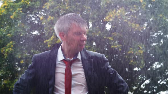 Businessman in the Rain