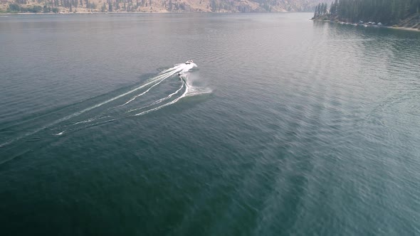 Waterski Aerial Spraying Water By Beach Campgrounds In Eastern Washington alt