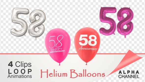 58 Anniversary Celebration Helium Balloons Pack