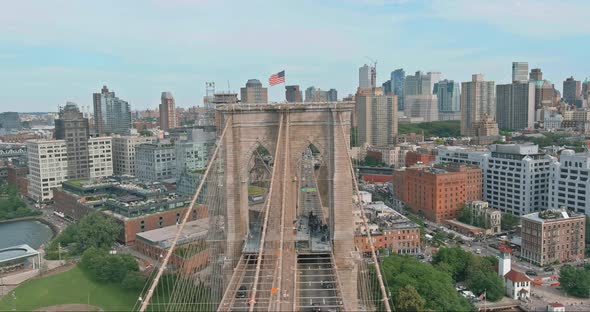 Brooklyn Bridge Panoramic View of the Brooklyn Downtown Skyline Buildings in New York City of alt