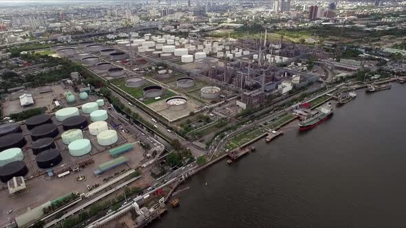 Industrial Concept, Aerial Above Oil Refinery Processing Plant 05 alt