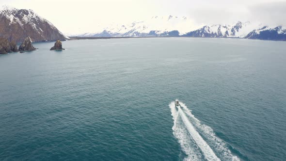 Fishing Boat along Arctic Coastline