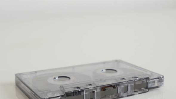 Transparent   analogue magnetic tape 4K 2160p 30fps UltraHD tilting footage - Vintage  compact  audi