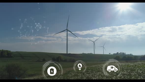 Windmills With Green Energy Icons Sdg