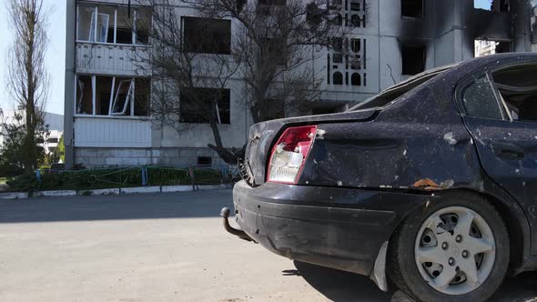 Ruined Residential Building in Borodyanka Kyiv Region Ukraine alt