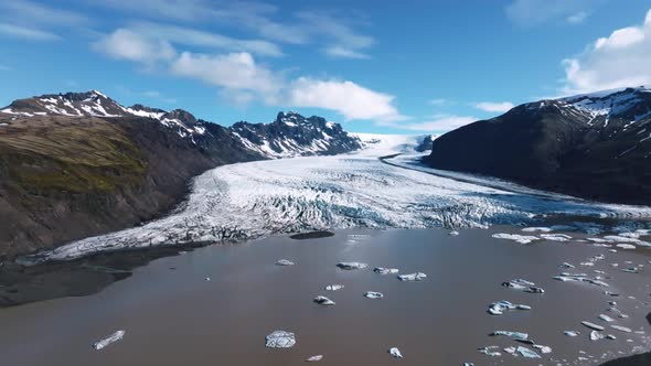 Aerial Panoramic View of the Skaftafell Glacier Vatnajokull National Park alt