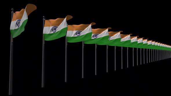 Row Of India Flags With Alpha 2K alt