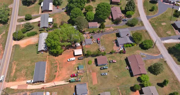 Inman of the Small American Town with Houses Roofs and Roads an Aerial View Landscape alt
