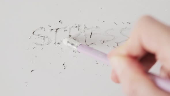 Relief and management stress concept. Remove of the deletion of the word stress