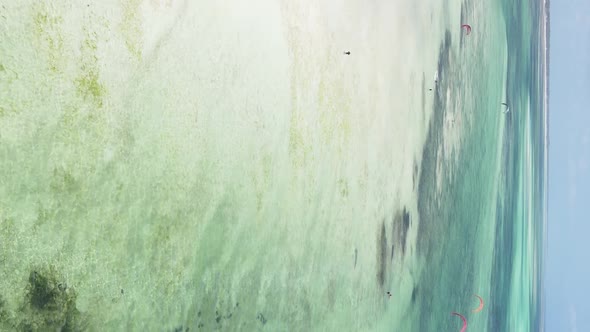 Zanzibar Tanzania  Vertical Video of the Ocean Near the Coast Slow Motion alt