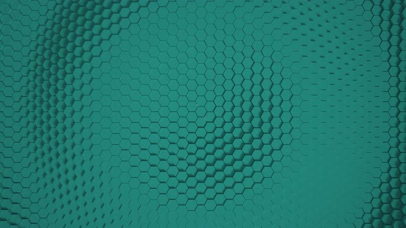 Green minimalism mosaic surface with moving hexagons.