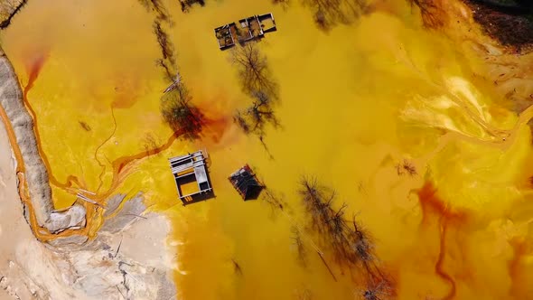 Top View Of Toxic Residuals Lake In Romania alt