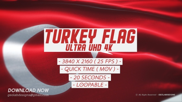 Turkey Flag - Ultra UHD 4K Loopable alt