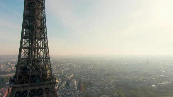 Aerial View of Paris Cityscape with Typical District and Appearing Eiffel Tower