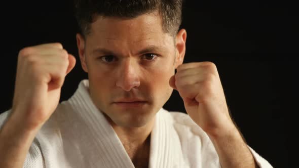 Man practicing karate alt