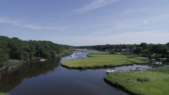 Boats Docked on a Bay in Westhampton New York alt