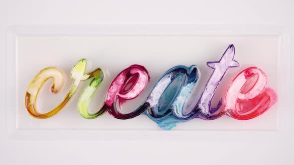 Letters create on form with colored paints alt