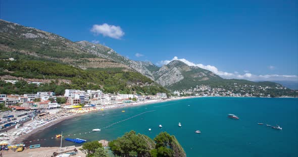 Sutomore, Montenegro. Time lapse of Famous Touristic Town on Adriatic sea